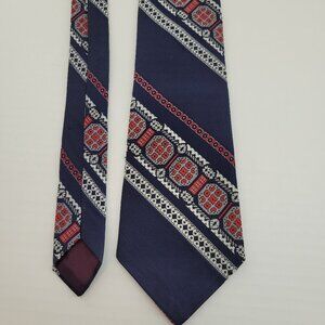 Bon Marche BM Bon Crest Men's Necktie Blue Geometric Floral